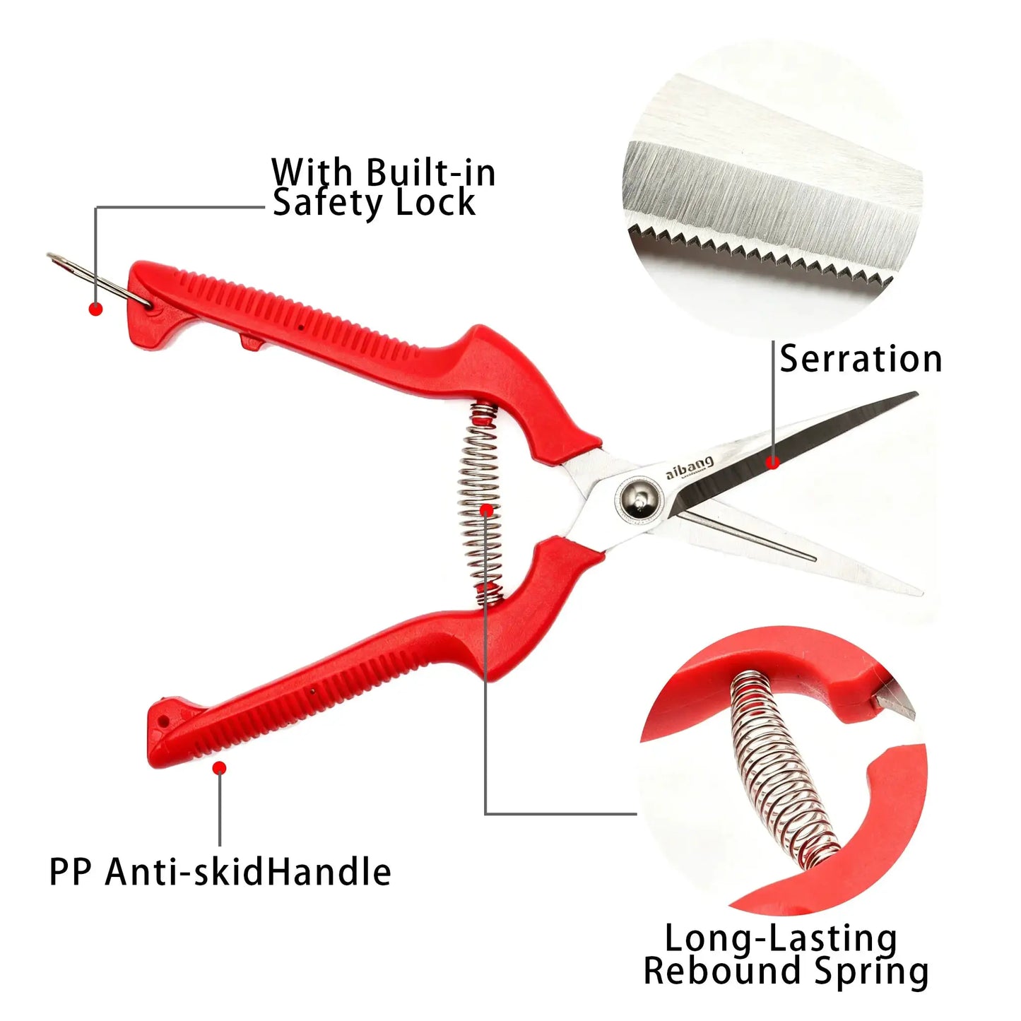 Stainless Steel Pruning Shears | Locking Blade | Grape Fruit Gardening