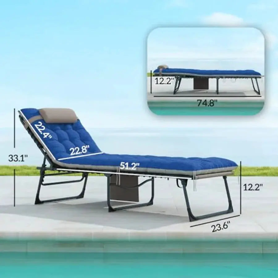 Chaise Lounge Chair Outdoor Set of 2, 5-Position Adjustable Outdoor Pool Lounge Chairs, Folding Tanning Chair Beach Lounger wit from PriceLows™