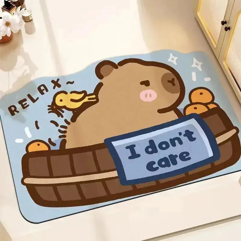 VIKAMA Cute Capybara Bath Mat Absorbs Water Dries Quickly Non-Slip Wear-Resistant Decorative Bathroom Entryway Rug from PriceLows™