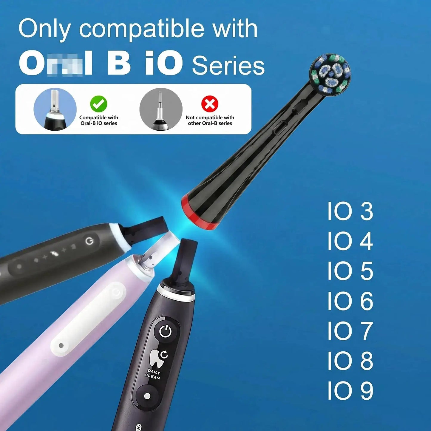 Replacement Brush Heads Compatible with OLB IO 2/3/4/5/6/7/7G/8/9/10 Electric Toothbrush, IO Series Toothbrush Head Refills from PriceLows™