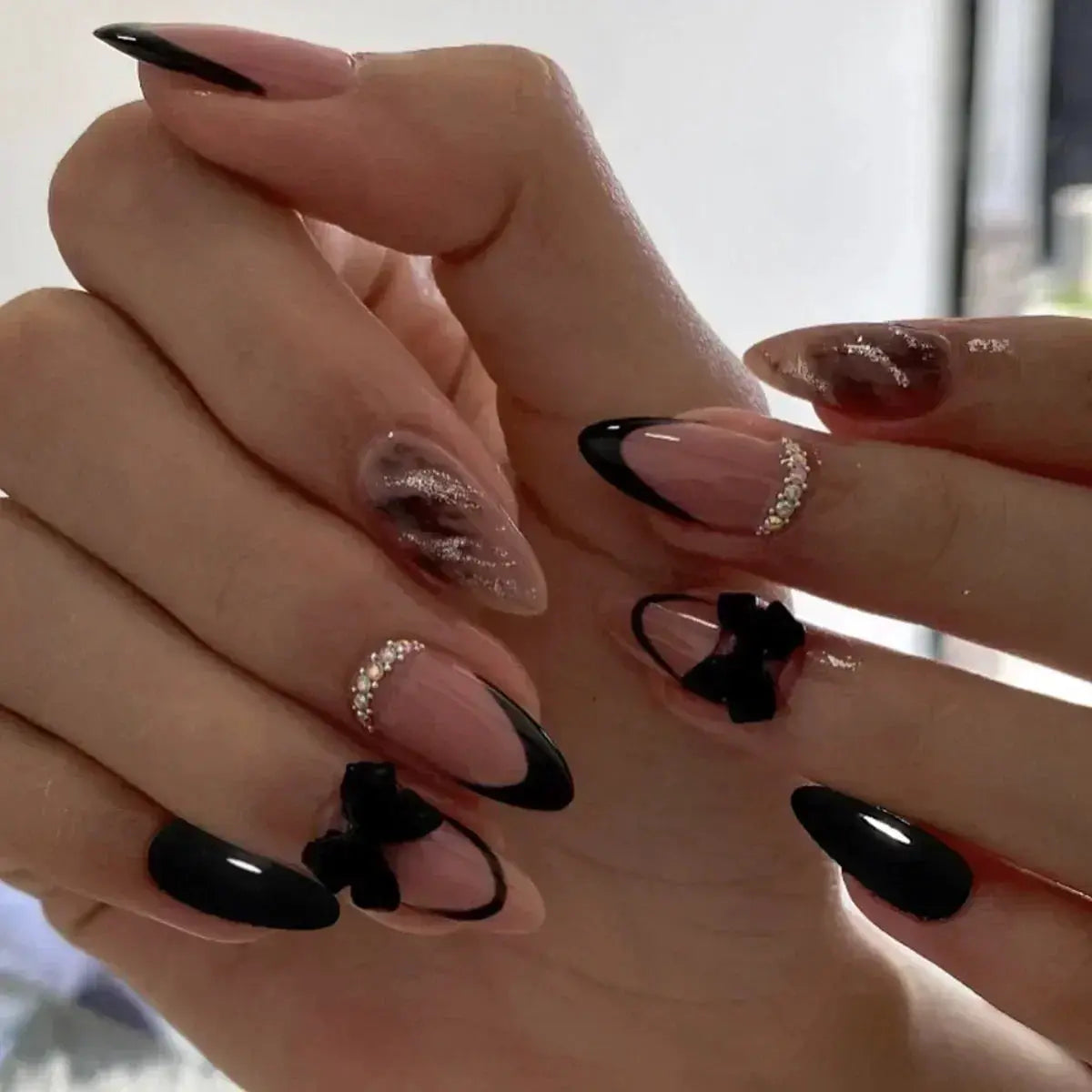Press On Nails | Almond Shape | French Tips | 24 Piece Set