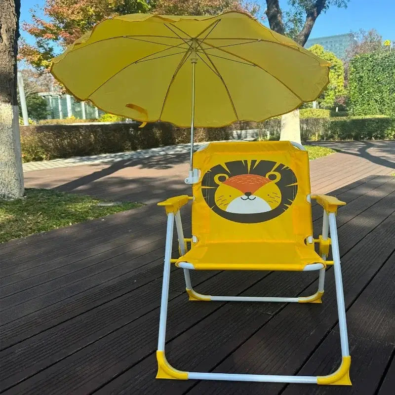 Kids Folding Chair | Umbrella Included | Cartoon Animal Pattern | Outdoor from PriceLows™