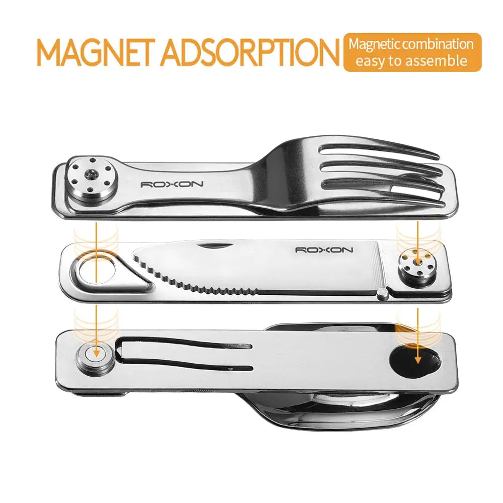 ROXON 3 IN 1 Camping Cutlery Set Knife Fork Spoon Stainless Steel Portable and Detachable from PriceLows™