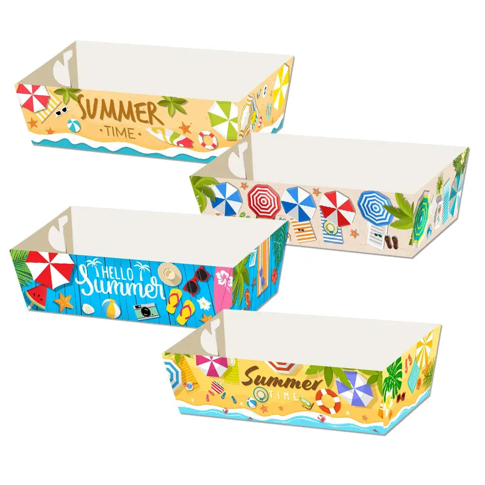 Hawaiian Snack Trays | Tropical Paper Design | 4 8 12 Piece Sets