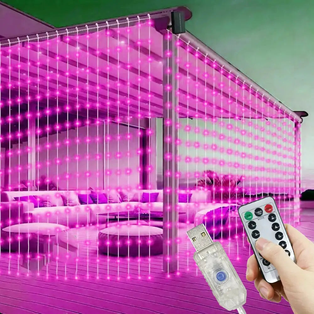 USB Plug 8 Modes LED Wedding Garland Curtain Fairy Light Curtain Lights for Home Valentine's Day Ramadan EID Mubarak Decoration from PriceLows™