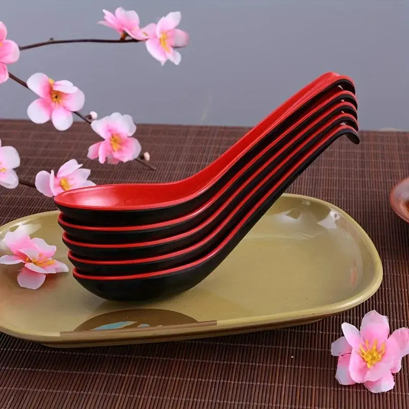 5pcs Soup Spoons Japanese Style Rice Spoons Melamine Spoon Sauces Soup Spoon Porridge Spoon Ramen Pho Wonton Dumpling from PriceLows™