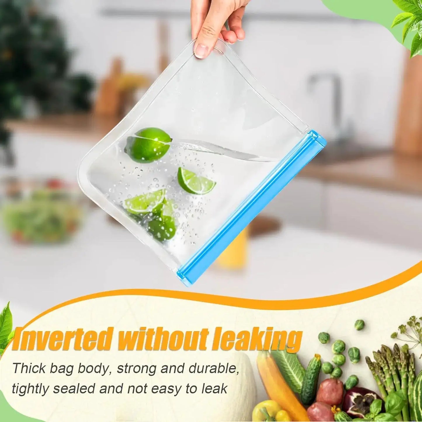 Reusable Silicone Food Storage Bags | Leak Proof | Dishwasher Safe | 4 Sizes