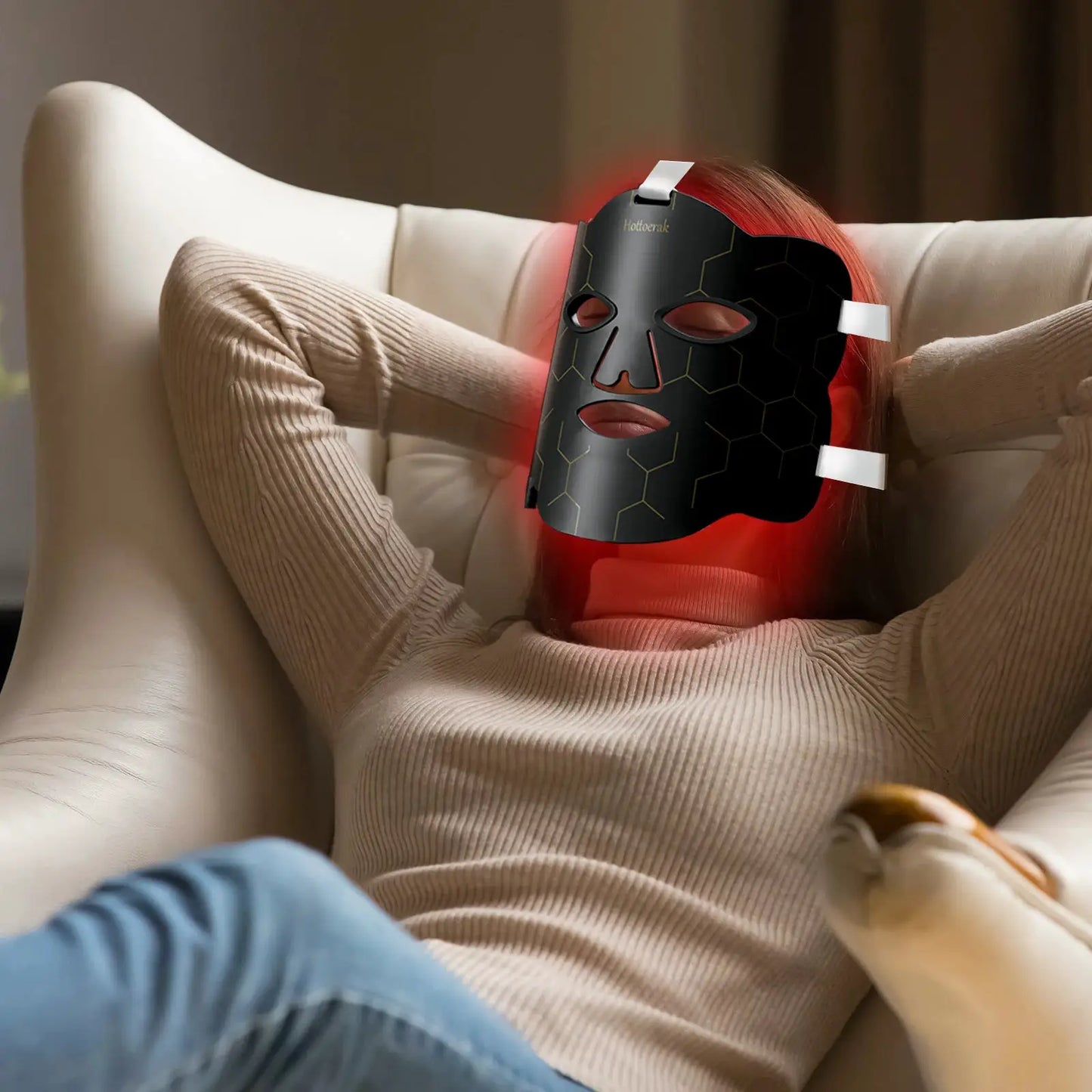 Advanced LED Facial Mask with Neck Care - 7 Color Photon Therapy for Anti-Aging & Acne, Wireless & Rechargeable from PriceLows™