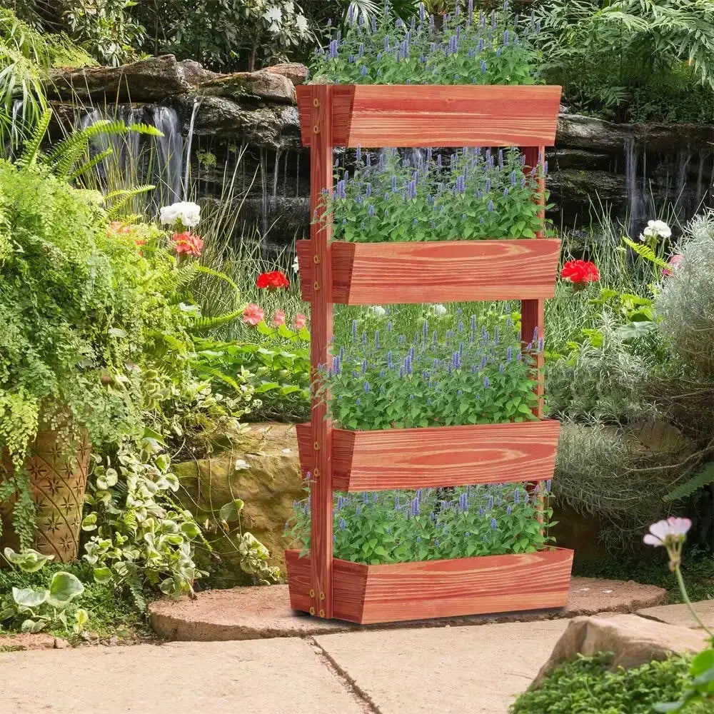 4 Tier Wooden Ladder Garden Bed Stand Extre Large Elevated Planter Fruit Box from PriceLows™