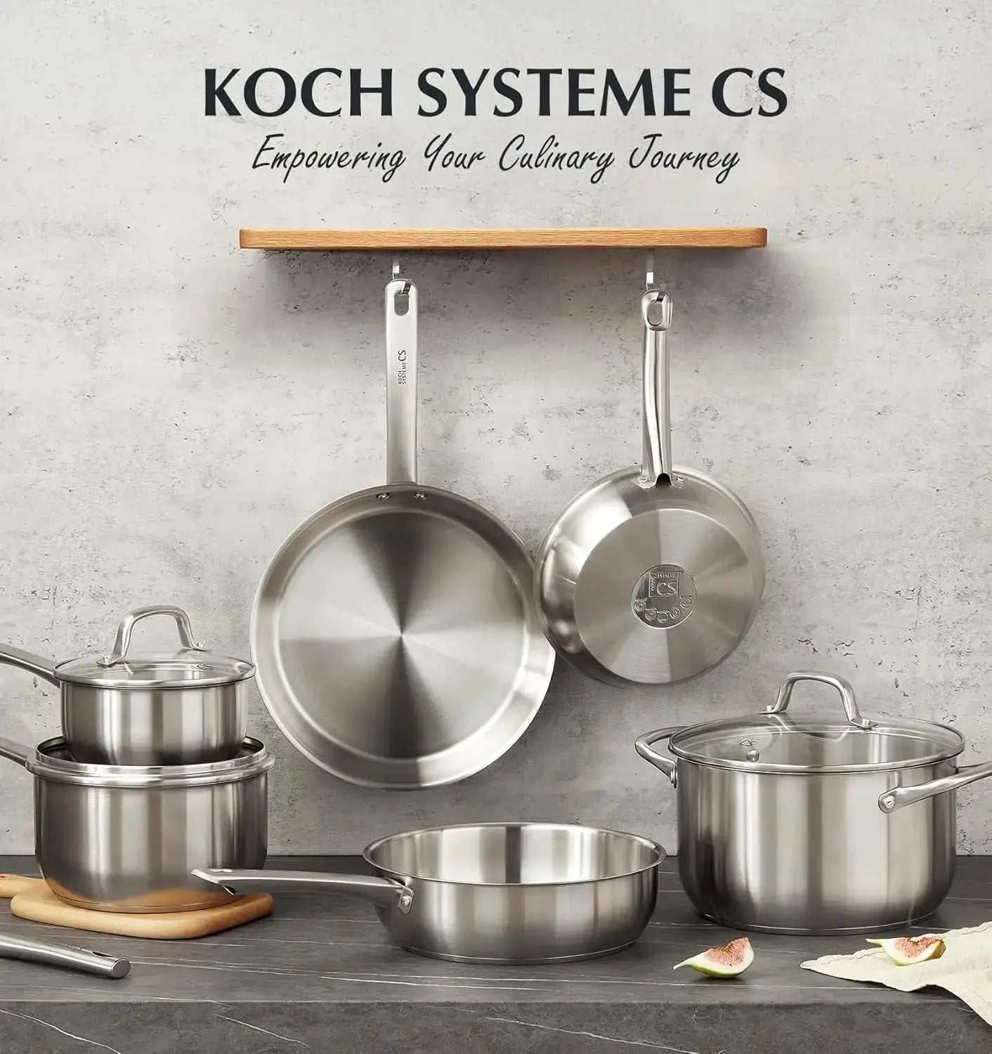 KOCH SYSTEME CS 10 Piece Stainless Steel Pots and Pans Set, Kitchen Cookware Sets, Induction Ready, Oven Safe to 450°F from PriceLows™