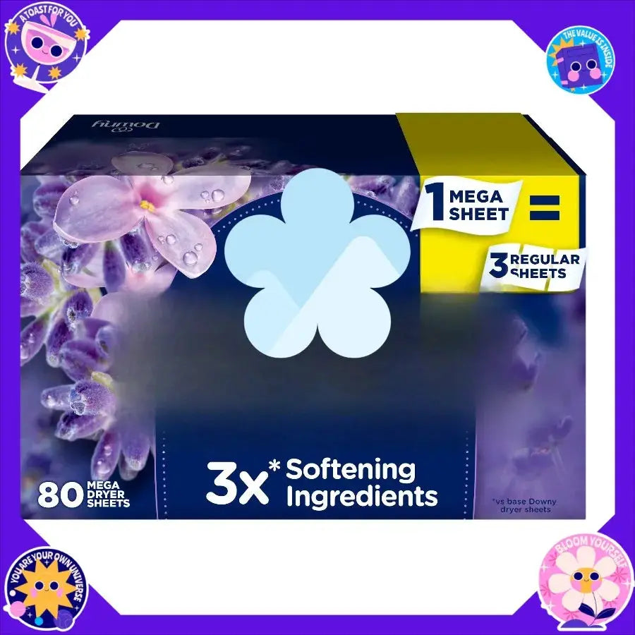 Fabric Softener Dryer Sheets | Lavender Vanilla Bean Scent | 80 Count