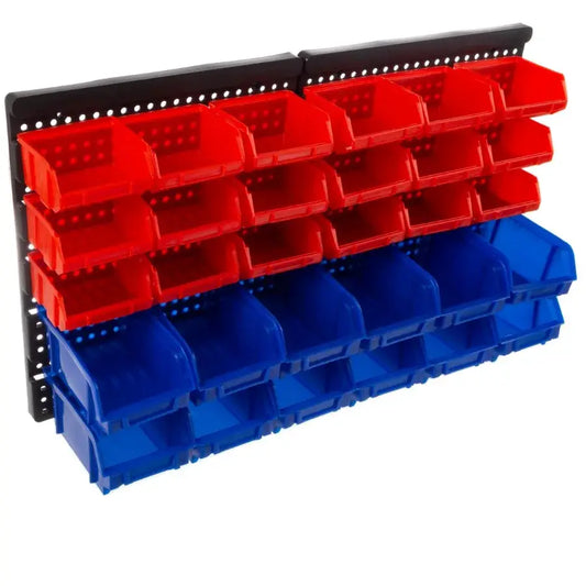 Wall-Mounted Garage Storage Bins with 30 Compartments for Tools, Crafts Small Parts Organization Durable Plastic, Space-Saving from PriceLows™
