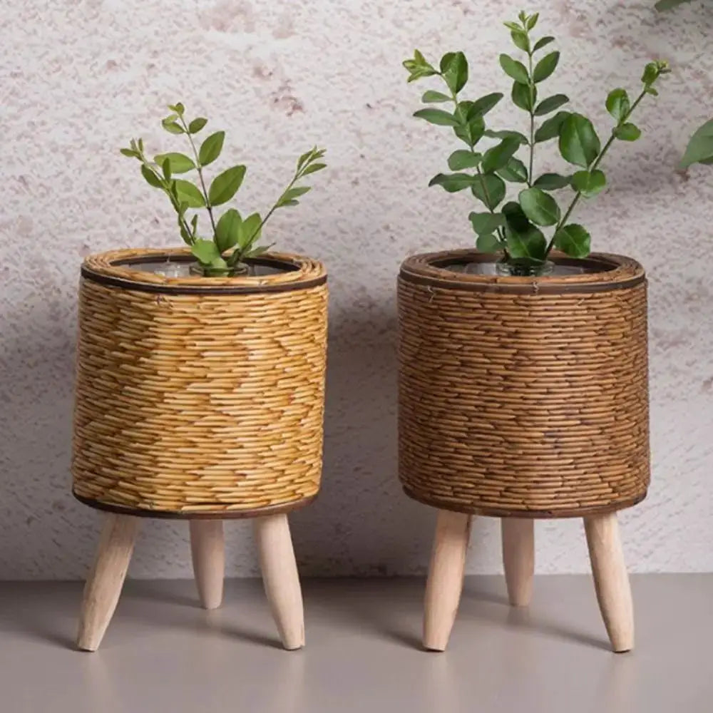 Fashion Rattan Woven Flower Pot Creative Flower Planters With Removable Legs Durable Hand Wove Plant Stand from PriceLows™