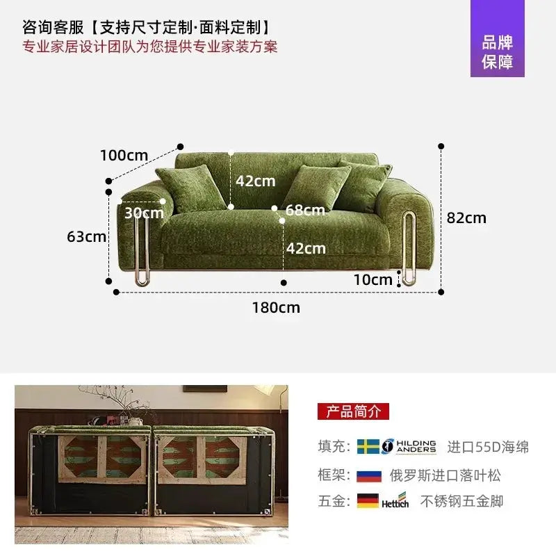Fabric Sofa | Cream Chenille | Mid Century Style | Small Living Room from PriceLows™