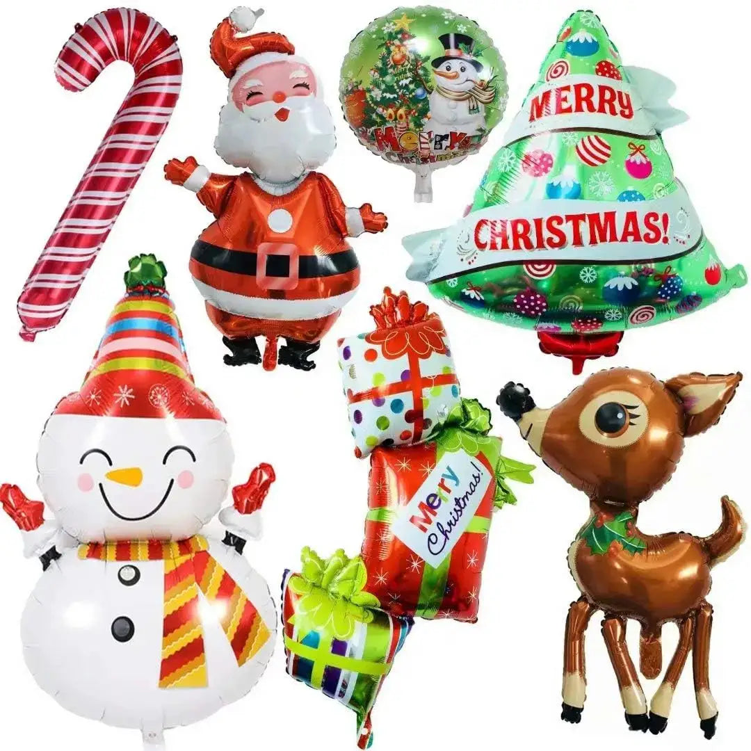 Christmas Balloons | 7 Piece Set | Giant Foil | Holiday Party Decor