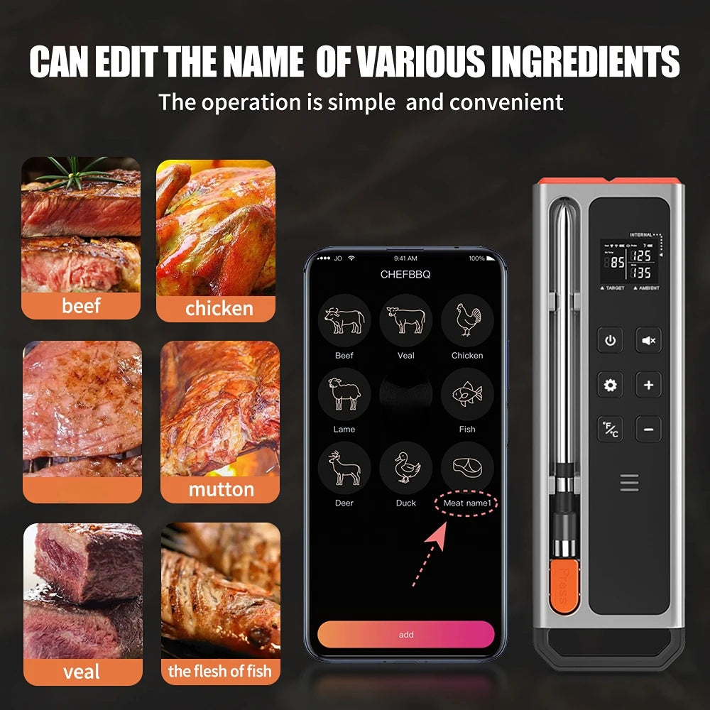 Smart Bluetooth Meat Thermometer | Bluetooth Enabled | Digital Probe | V18
