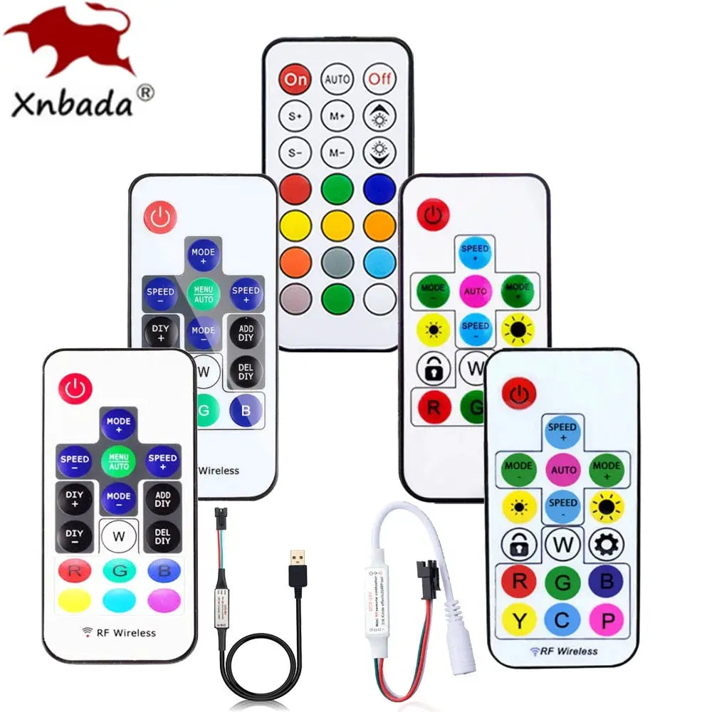 WS2811 WS2812B Led Pixels Strip Light Controller WS2812 USB/DC MINI 3Keys RF 14/17/21Keys Led Tape Remote Controller DC5-24V from PriceLows™