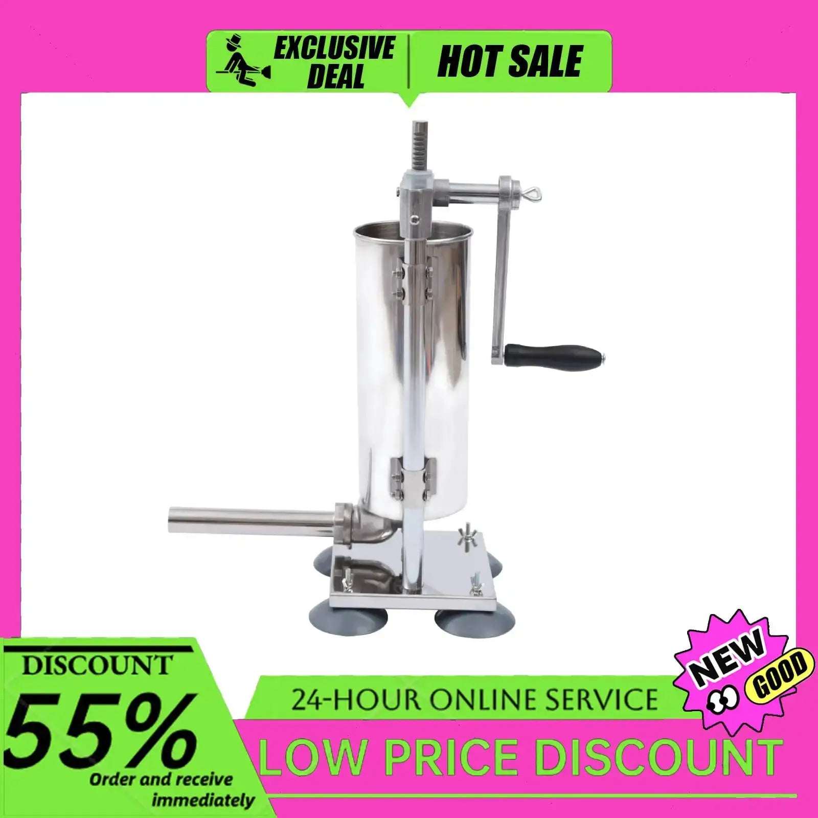 6LBS Stainless Steel Sausage Filler Vertical Manual Sausage Stuffer Home & Commercial Use from PriceLows™