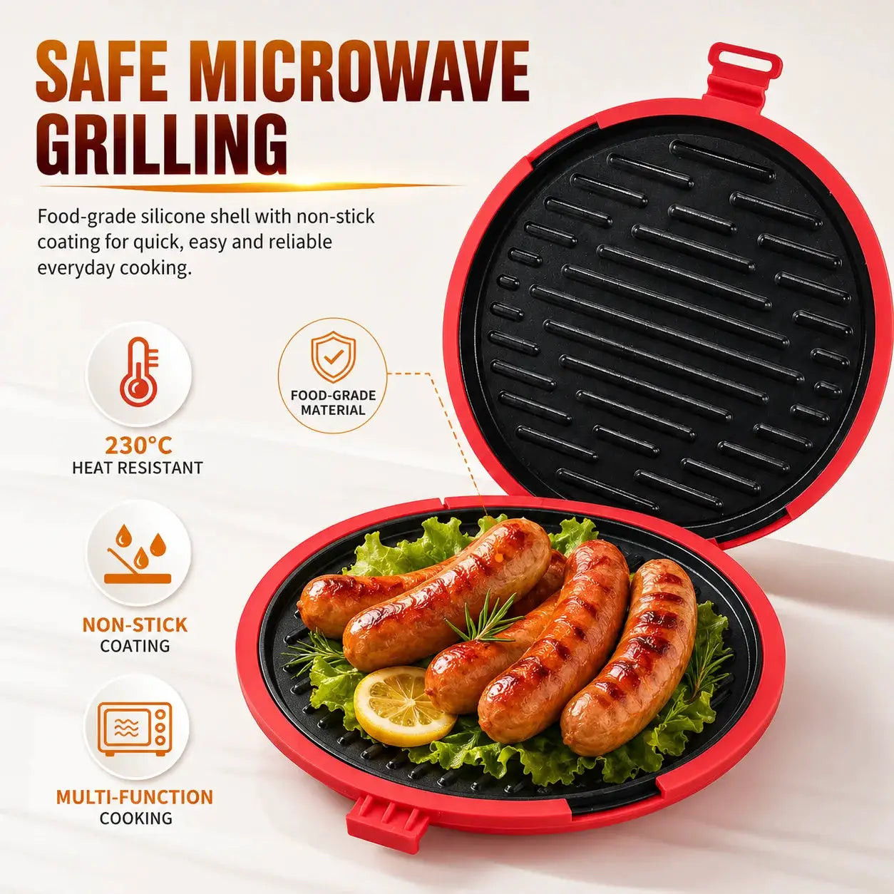 Microwave Grill Pan | Nonstick Coating | With Lid | Round Crisper Plate