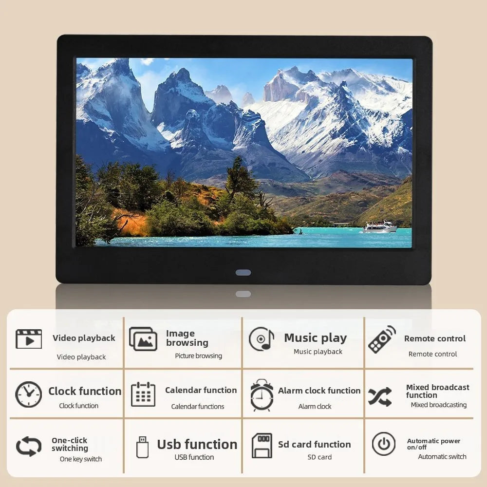 Smart Digital Photo Frame | WiFi Enabled | Video Playback, Calendar | Wall Mount