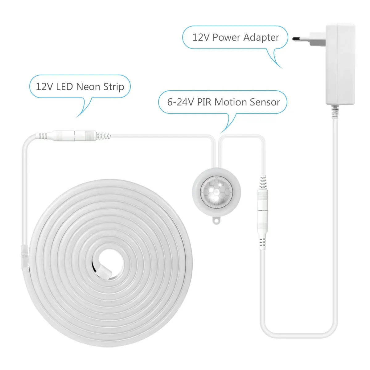 Wireless PIR Motion Sensor LED Strip Light Neon Sign 12V Neon Lights Tape For DIY Kitchen Christmas Backlight Lamp Decoration from PriceLows™