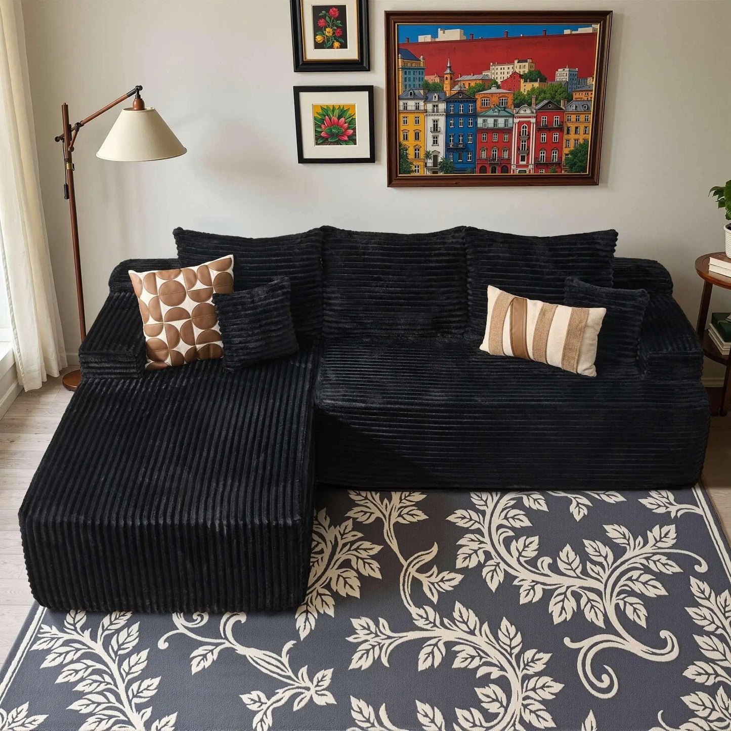 Sofa Bed | L Shaped Sectional 96 Inch | Cotton Fabric