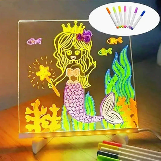 DIY LED Note Board With Night Light Colorful 7 Pens Acrylic Message Board Children‘s Drawing Board For Kids Birthday Gift from PriceLows™