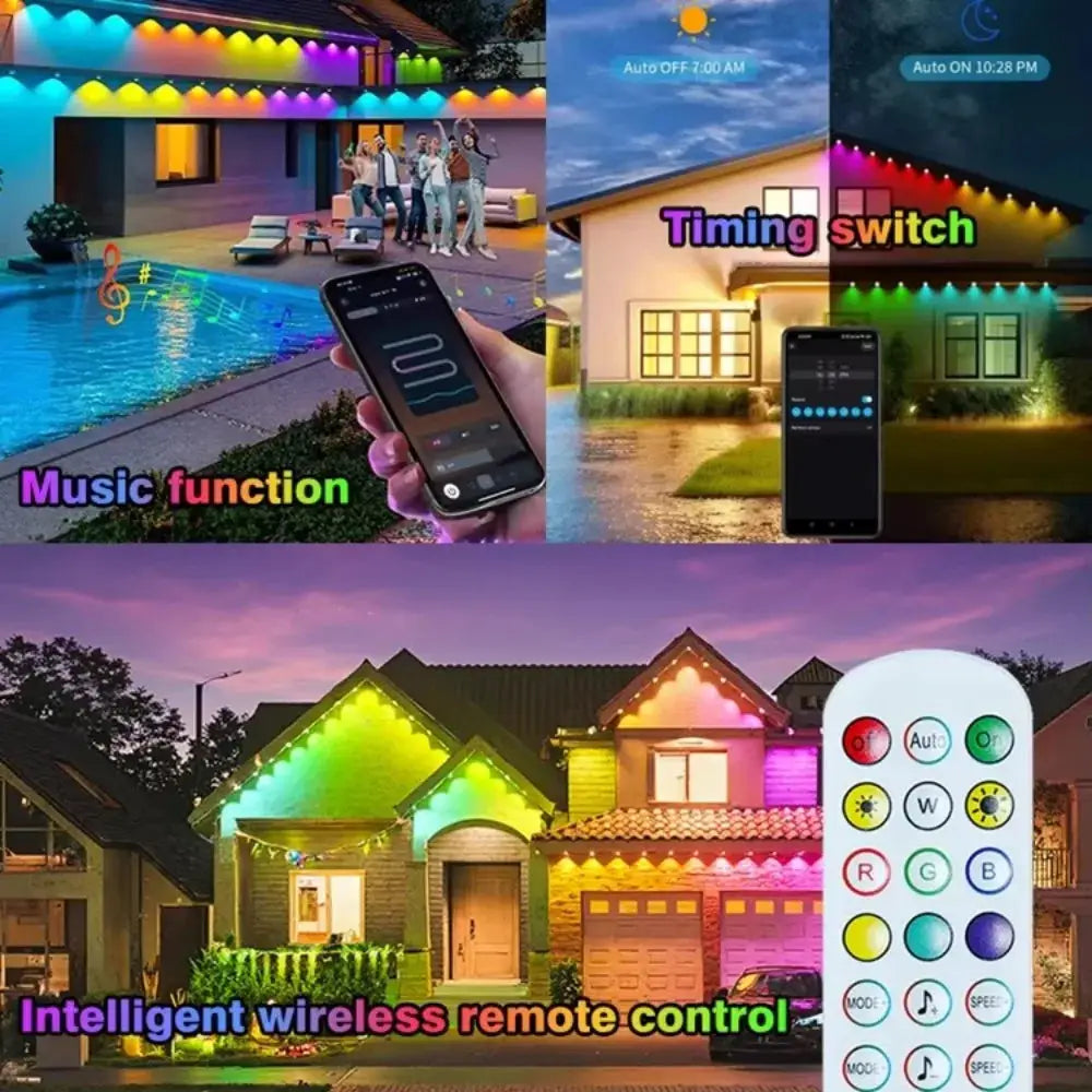Smart Permanent Outdoor Lights Eaves Lights IP67 Waterproof Light String with App Remote Control Music Sync for House Roof Decor from PriceLows™
