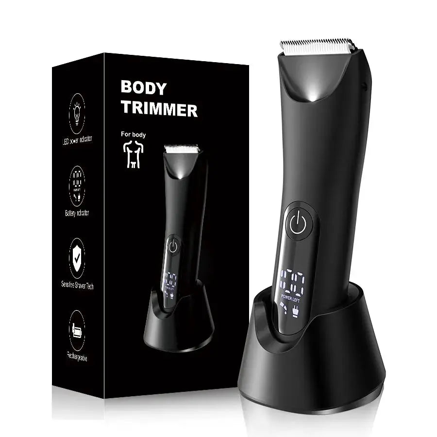 Groin and Body Hair Trimmer | Ceramic Blade Heads | Wet and Dry Use
