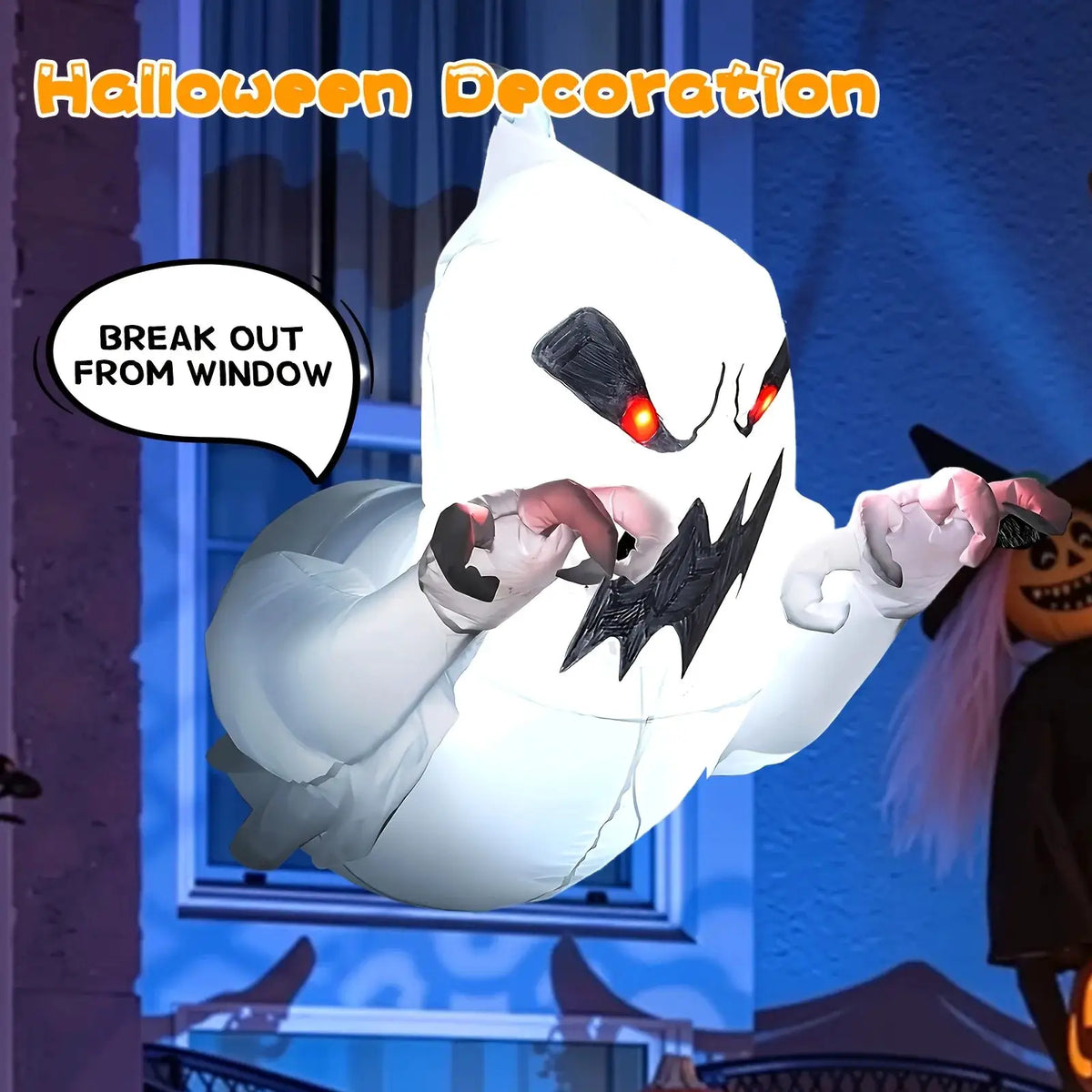 Inflatable Ghost Decoration | 3.3 Ft Outdoor | Built In Led | Halloween Prop