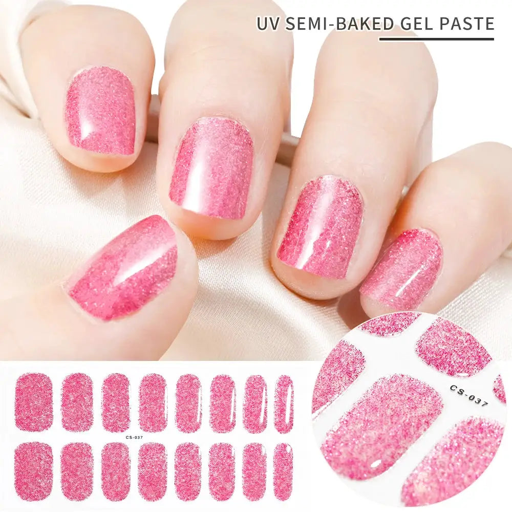 Semi Cured Wraps Fast Gel Nail Sticker Soild Nail Gel Wraps Adhesive Full Cover Gel Nail Decal UV Lamp Cured Manicure Decoration from PriceLows™