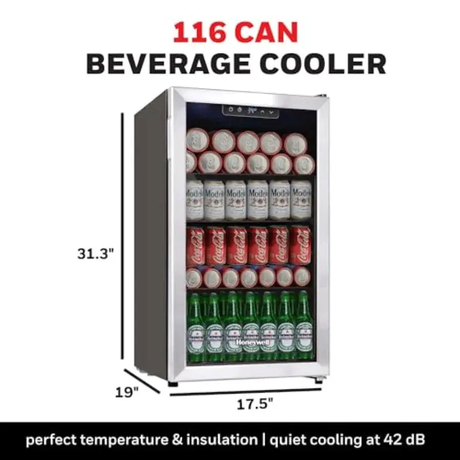 Beverage Refrigerator and Cooler, Mini Fridge with Glass Door for Soda Beer or Wine for Office or Bar with Adjustable Removable from PriceLows™