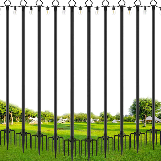 10 Pack String Light Poles for Outside, 120inch &10FT Thickened Metal Christmas Lights Hanger Pole Outdoor with Fork, Lighting Hanging Post Accessories for Patio Decor Garden Backyard Yard Outside Decorations from PriceLows™