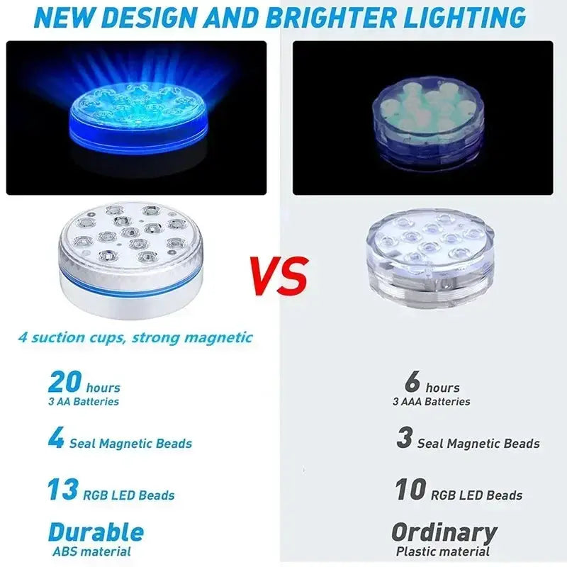 Updated IP68 Submersible Lights RGB Underwater Pool Lights with RF Remote Magnet Suction Cups Night Lamp for Pond Pool Aquarium from PriceLows™