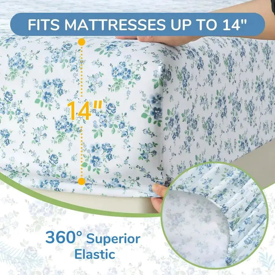 King Size 4 Piece Sheet Set, Soft Breathable Bed Sheet Set for Bedroom with Deep Pocket Up to 16, WrinkleFree amp Cooling Beddin from PriceLows™