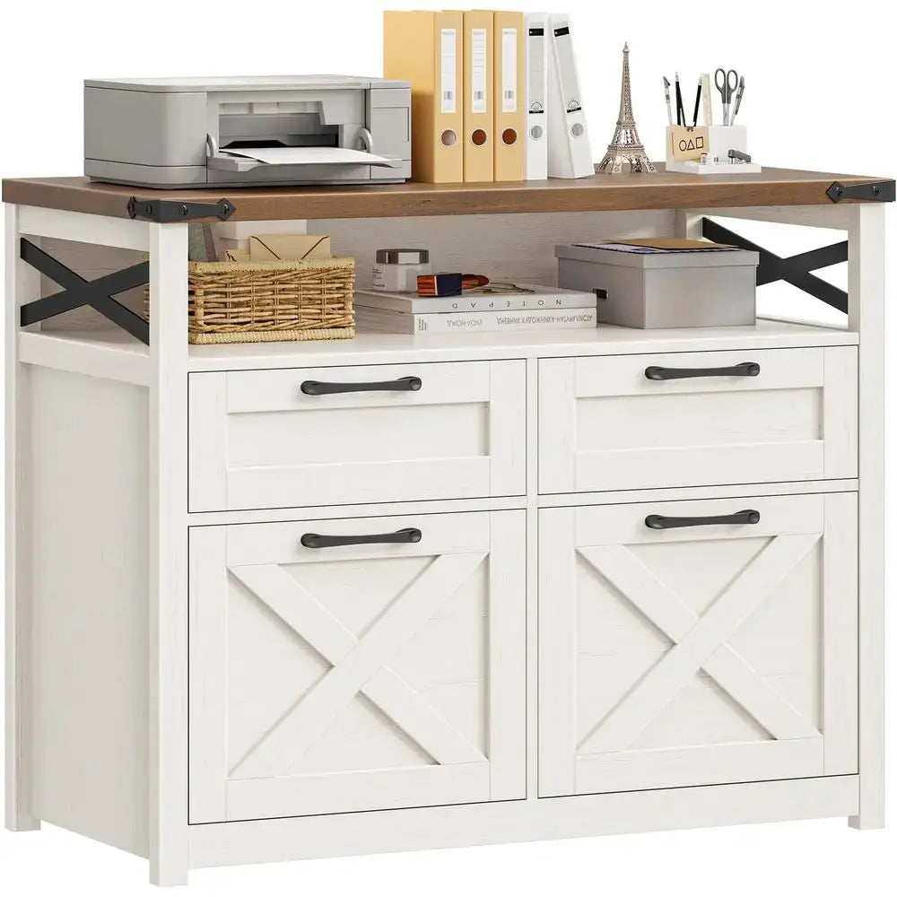 Open Storage Shelving Cabinet for A4 Documents, Home Office Organizer, Printer Stand - White from PriceLows™