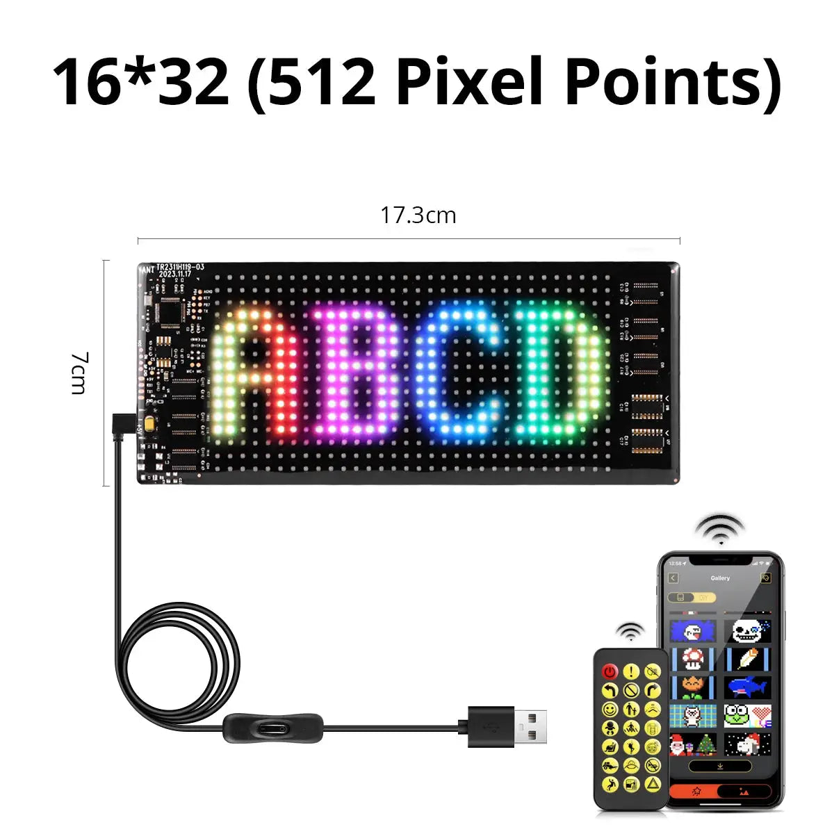 Smart Bluetooth Flexible LED Pixel Screen Strip 5V USB DIY Graffiti Sign LED Matrix Pixel Scrolling Display Advertising Light from PriceLows™