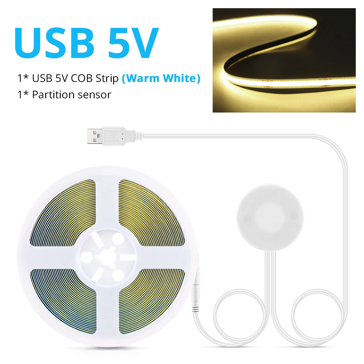 LED Strip Light | 320 LEDs/m | Dimmable Touch Sensor 5V | 1m 2m 3m 4m 5m