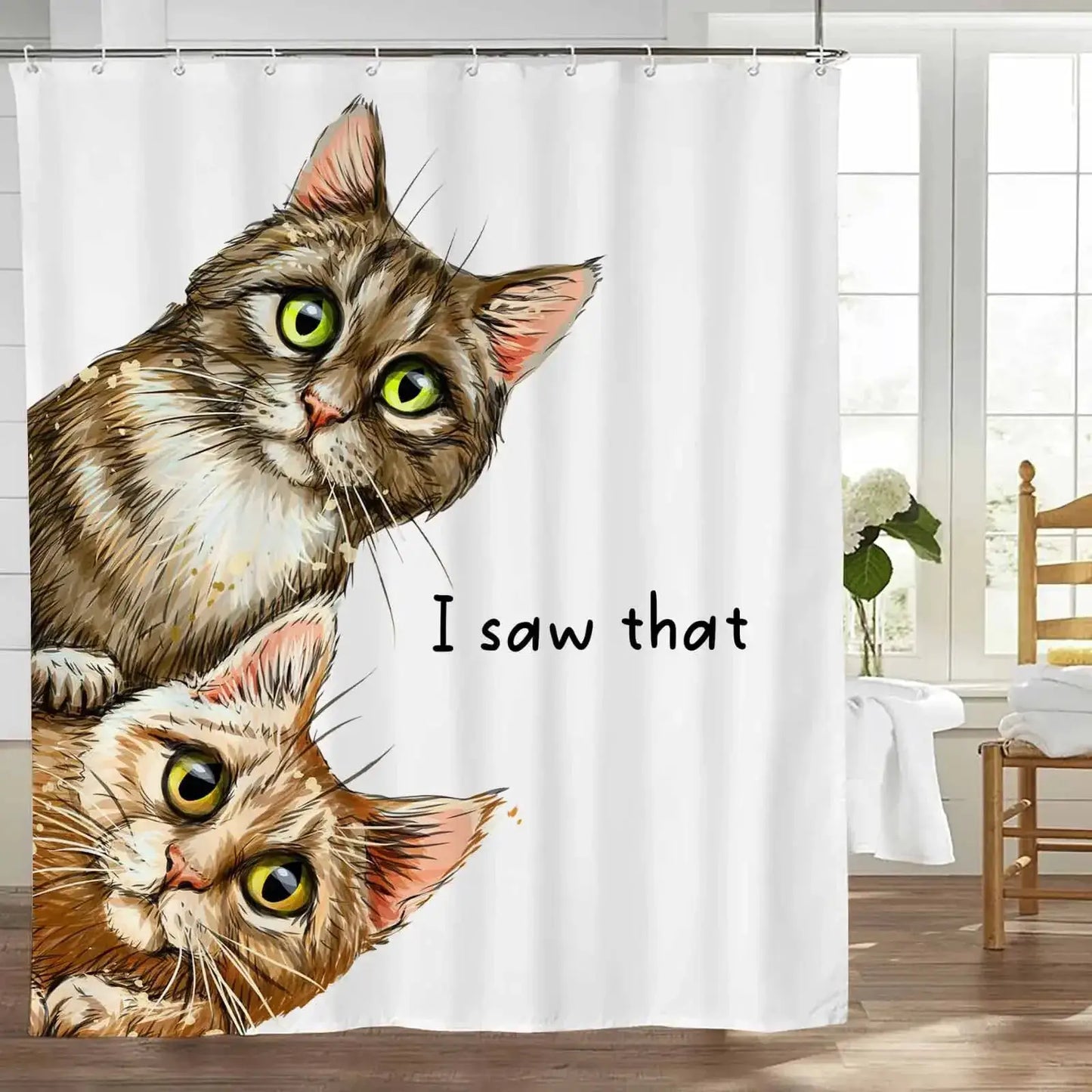Raining Cats and Dogs Shower Curtain Funny Cartoon Cute Animal Hilarious Pets Playing Water Polyester Waterproof Bathroom Panels from PriceLows™