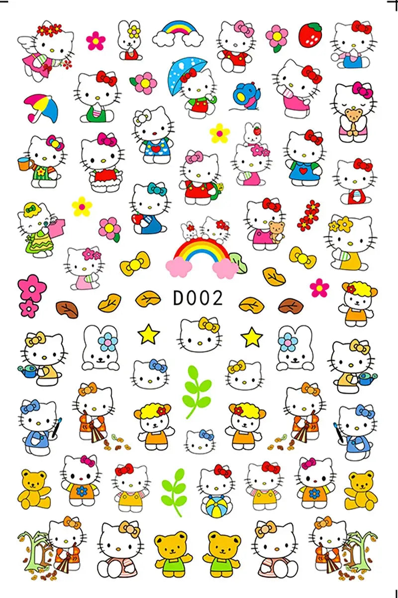 1PCS Cartoon Kawaii Pokémon Nail Stickers 3D Sanrio Hello Kitty Stickers For Nails Nails Accesories Anime Kuromi Nail Supplies from PriceLows™