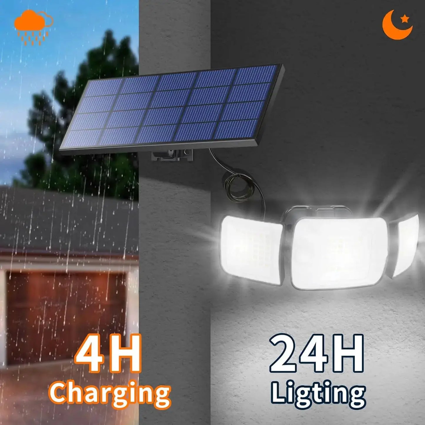 intelamp 6000mah Outdoor Solar Lights 3 Heads Two Motion Sensors Waterproof Bright Wall Street Lamp For Garden Yard Path Garage from PriceLows™