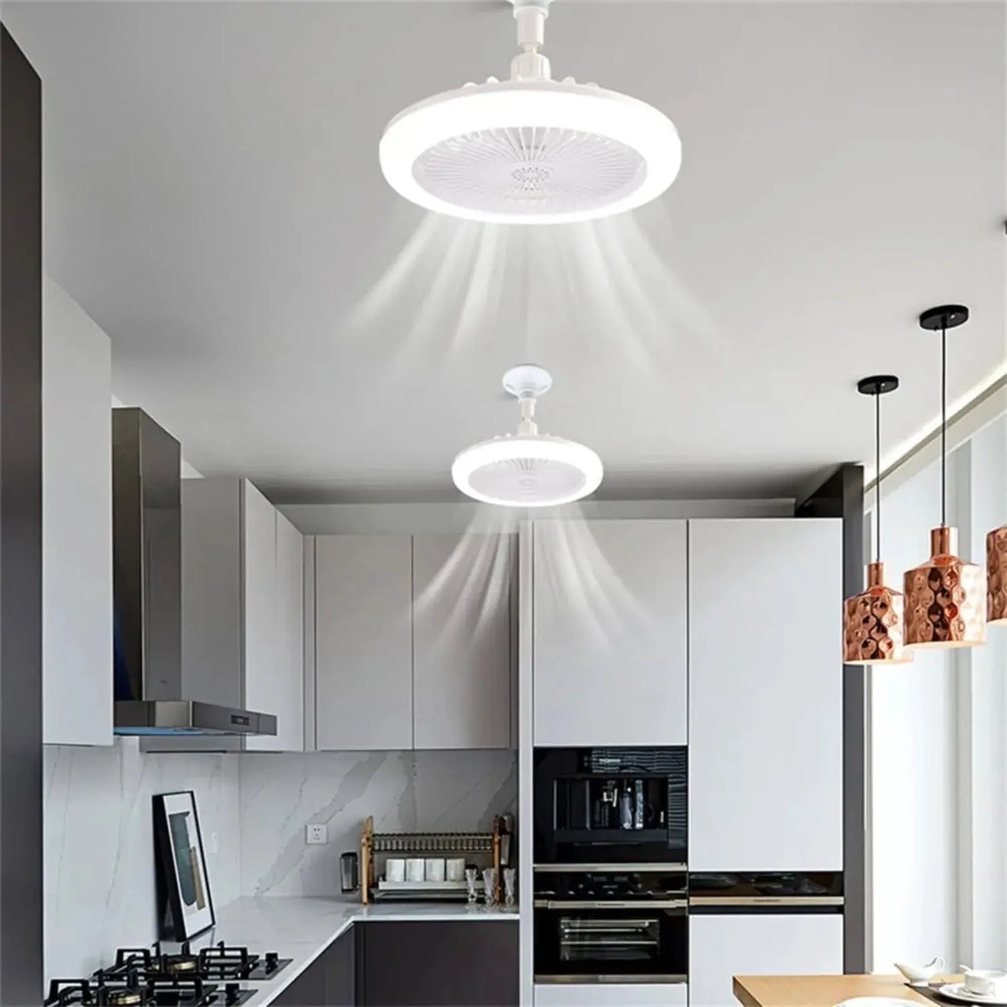 Ceiling Fan Light | E27 Socket | Remote Control | White