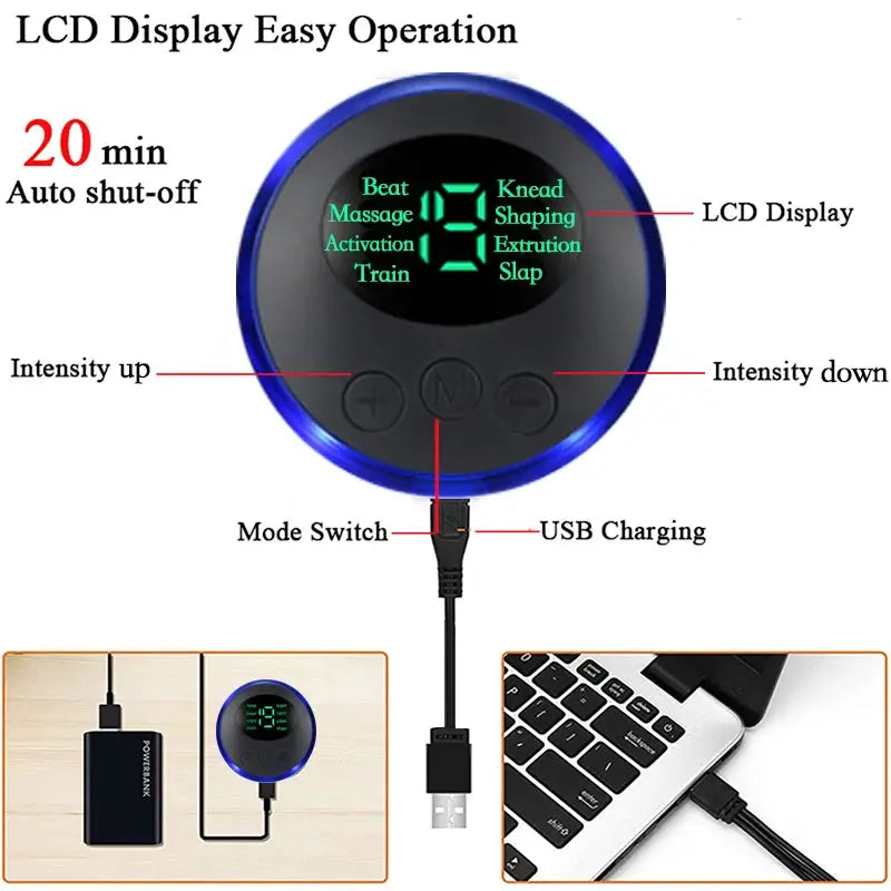EMS Foot Massager Mat | 8 Modes 19 Levels | Rechargeable USB | Remote Controlled
