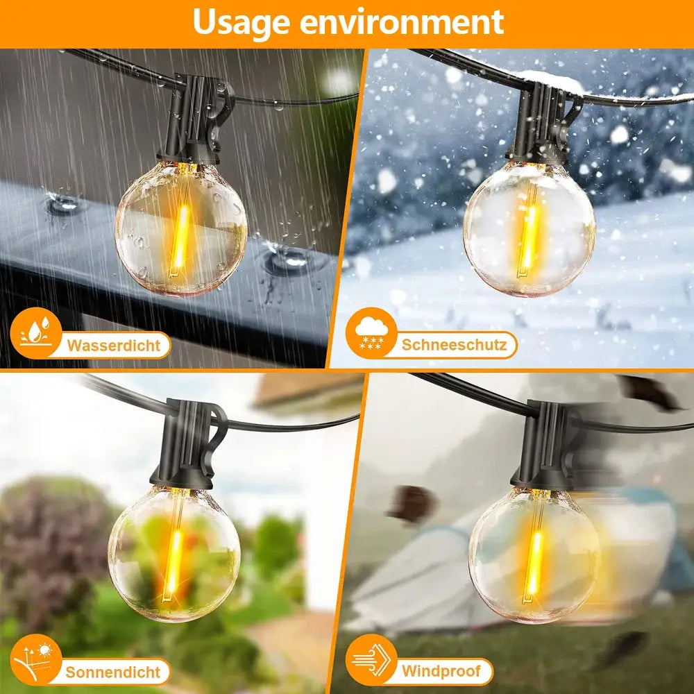 Outdoor LED Waterproof G40 String Light EU Plug Shatterproof Light Bulb Garden Fairy String Lights for Patio Festoon Party Decor from PriceLows™