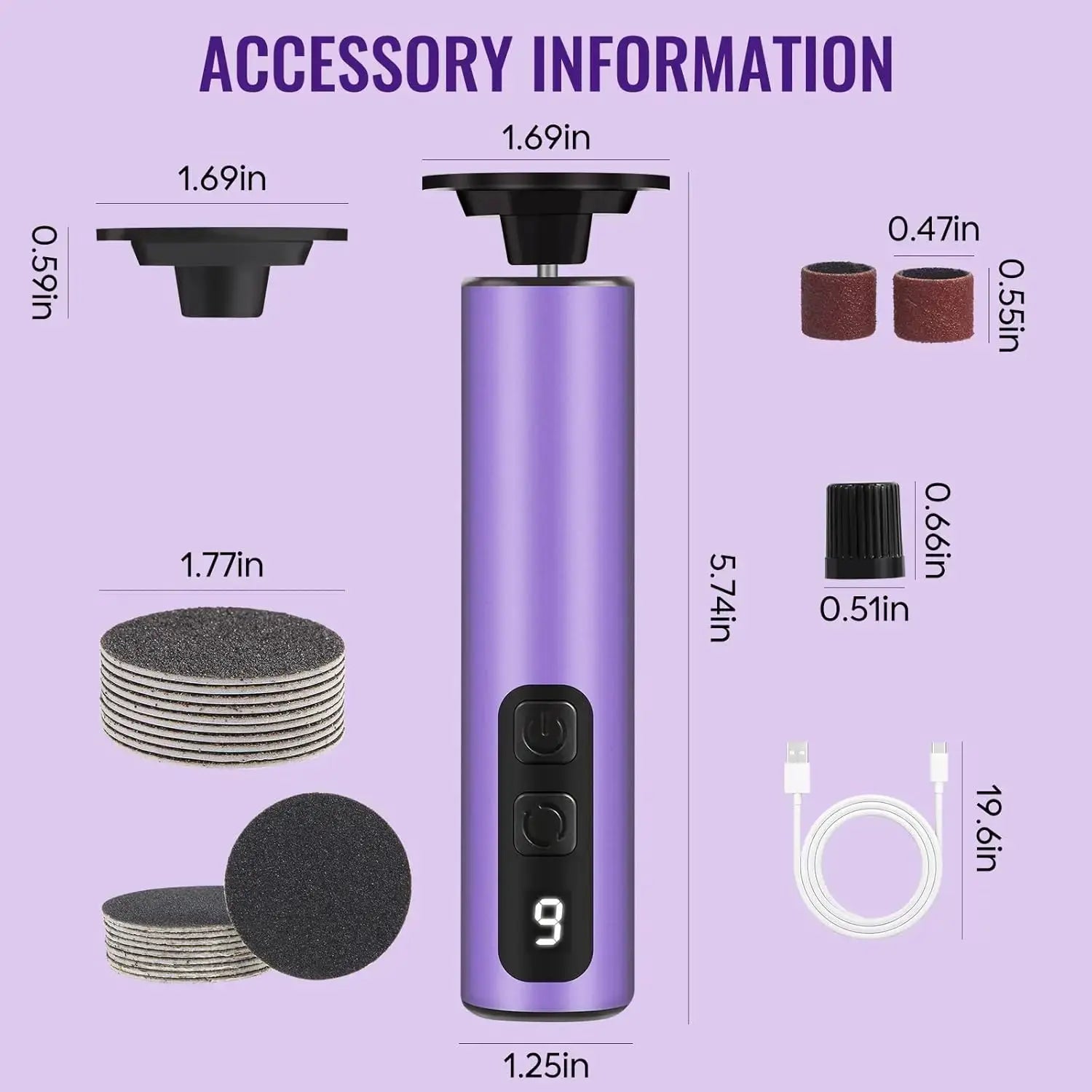 Electric Foot Callus Remover 2-in-1 Electric Foot File Grinder Nail Polisher 9-Speed Feet Pedicure Tool for Dead Skin & Cracked from PriceLows™