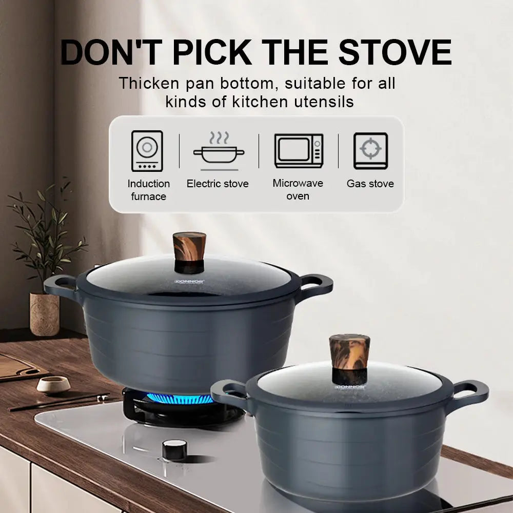Donnor 15pcs Cookware Set Non-stick Wave Series Casserole Granite Coating Smokeless Kitchenware from PriceLows™