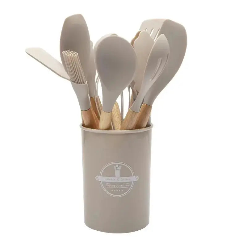12-Piece Set Spatula Scraper Non-stick Kitchen Utensils Set Mini Version Silicone Kitchen Utensils Wooden Handle Silicone from PriceLows™