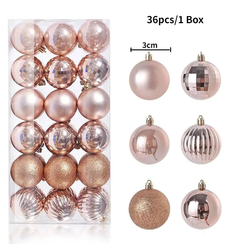 Christmas Tree Ornaments | Plastic Baubles | Indoor Decor | 24 Or 36 Pcs