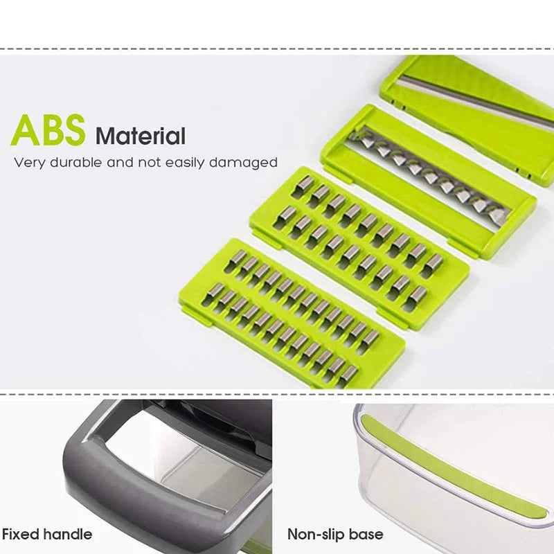Vegetable Chopper | Stainless Steel Blades | 14/16-Pcs | Multi Blade
