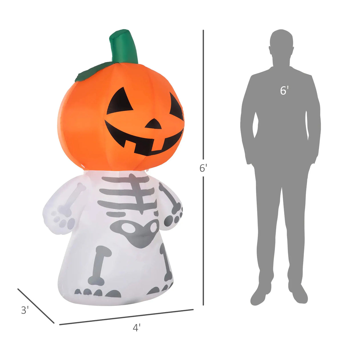 Inflatable Pumpkin Man | 6 Foot Tall | LED Lights | Outdoor Decor